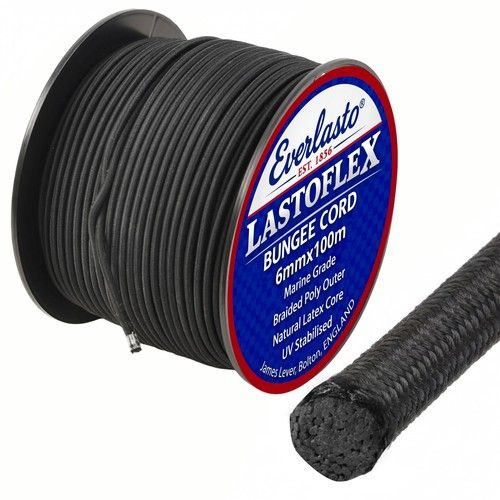 EVERLASTO BLACK ELASTIC BUNGEE ROPE SHOCK CORD 4MM 6MM 8MM 10MM VARIOUS LENGTHS