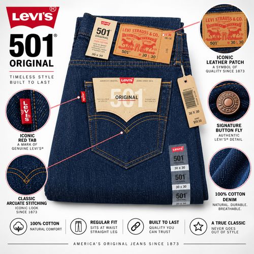 Levi's® 501 Original Regular Fit Mens Denim Jeans Onewash UK  (Clearance Stock) — image 2