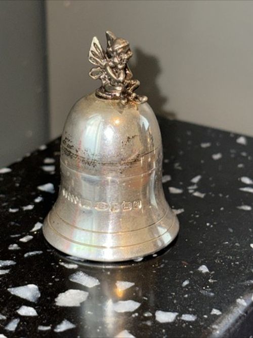 Silver First Tooth Bell Pill Box Tooth Fairy Top Harman Bros Hallmarked 1.75 In.