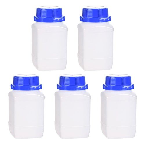 5pcs Plastic Lab Chemical Reagent Bottle 500ml/16.9 oz Storage Bottles Blue
