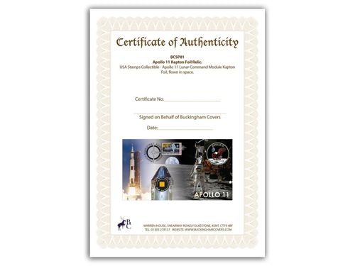 Apollo 11 Kapton Gold Foil Relic | Certified flown in Command Module FDC + COA — image 9