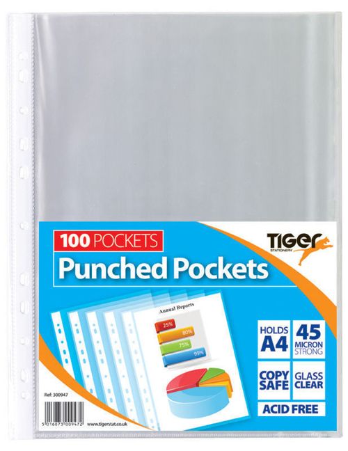 A4 45 Micron Clear Plastic Poly Punched Pockets Strong Filing Wallets Sleeves — image 1