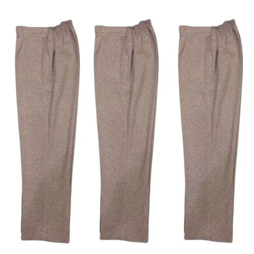 Pack of 3 Ladies Half Elasticated STRETCH WAIST WORK OFFICE POCKETS PANTS
