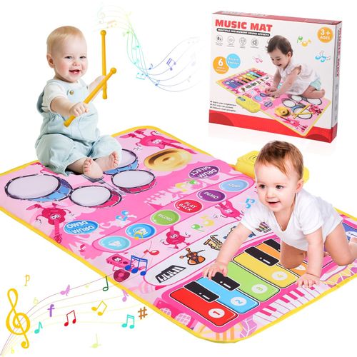 iFunLong Musical Toys Mat for 3 Year Old Girls, 2 in 1 Baby 80 x 58 cm, Pink  — image 1