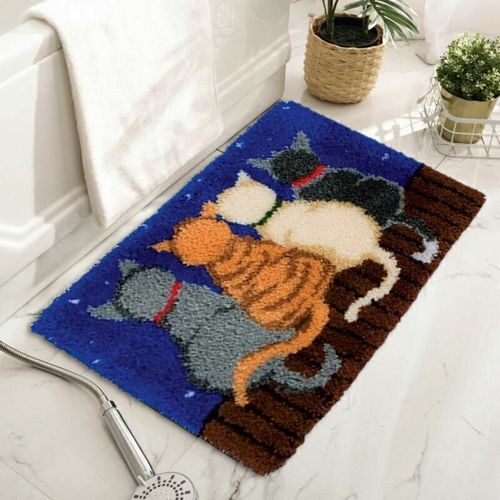 Embroidery Carpet Latch Hook kit Crochet Rug Making DIY Cushion Mat Cat — image 4