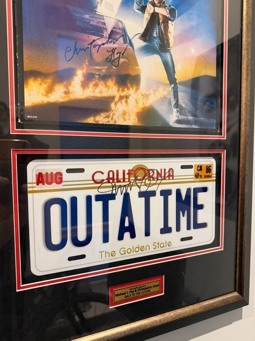 Back to the Future License Plate+Album Signed Michael J Fox & Christopher Lloyd — image 4