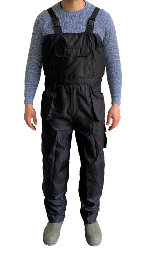UK Heavy Duty Bib and Brace Overalls Mens Work Trousers Multi Pocket Robust Knee — image 1