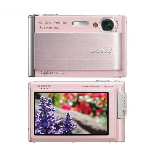 Sony Cyber Shot DSC-T70 CCD Digital Camera 8.1MP 3x Optical Zoom Auto Focus Pink