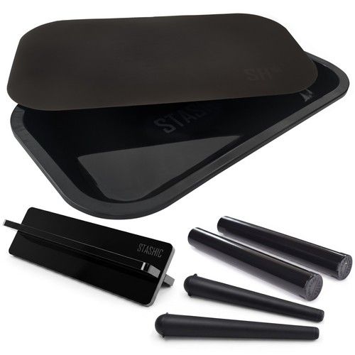 STASHIC Roll Tray Kit - Metal Tray, Magnetic Lid, X Tray Stand & 4 Tubes - SH*
