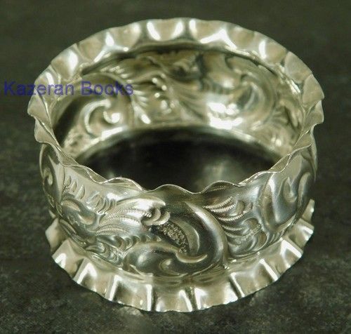 Antique Solid Silver Pie Crust Floral Embossed Napkin Ring 1912 Unpersonalised