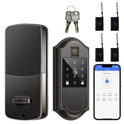Fingerprint Smart Door Lock Keyless Entry Deadbolt Bluetooth App Keypad Door