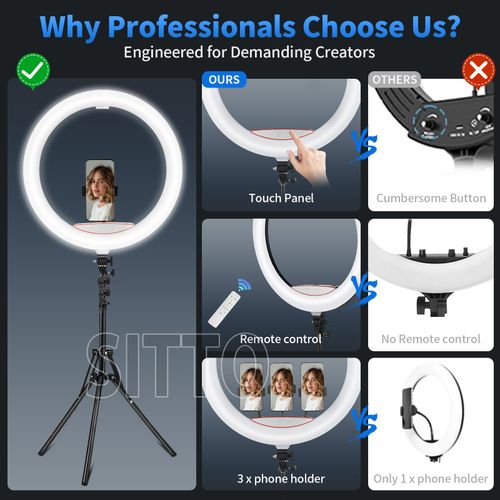 22" LED Ring Light With Stand Selfie Studio Photography Dimmable Touch Panel — image 3