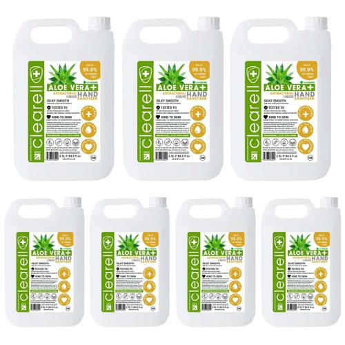 Clearell ALOE VERA Hand Sanitiser LIQUID 5 Litres Kills 99.9% Alcohol Free 5L — image 4