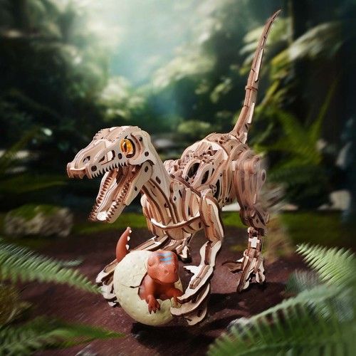 ROKR Prehistoric Planet Velociraptor 3D Wooden Puzzle Dinosaur Jigsaw Model Kit