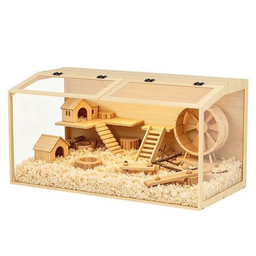 BingoPaw Wooden Hamster Cage with Tempered Glass Clear Sheets 120cm XXL Habitat — image 1