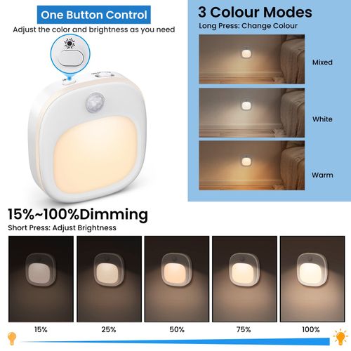 ANOPU Motion Sensor Lights Indoor, 2 Pack Rechargeable Rechargeable, White — image 2