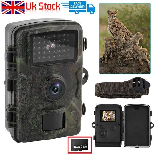 4K Wildlife Trail Camera Night Vision Motion Hunting Cam Waterproof+32GB SD Card