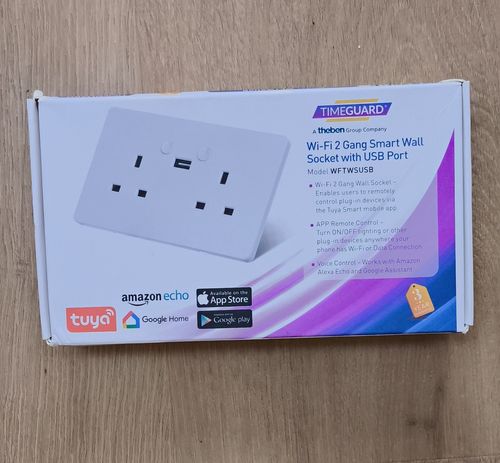 Timeguard Wi‑Fi Smart 2 Gang Double Wall Socket with USB Port White WFTWSUSB — image 1