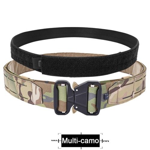 Tactical 2" Two-in-One Metal Buckle Belt Quick Release Laser MOLLE Combat Belts