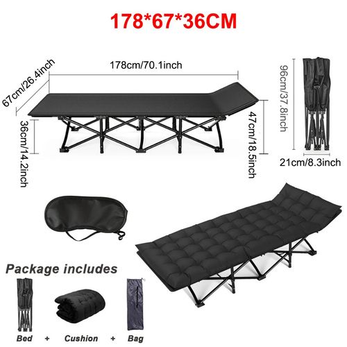 Camping Cot Heavy-Duty Portable Camping Bed  Folding Sleeping Bed with Mattress — image 2
