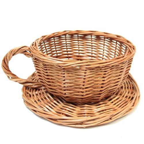 Pink Afternoon Tea Gift Hamper Kit - Wicker Tea Cup Basket, Shred, Bag & Bow