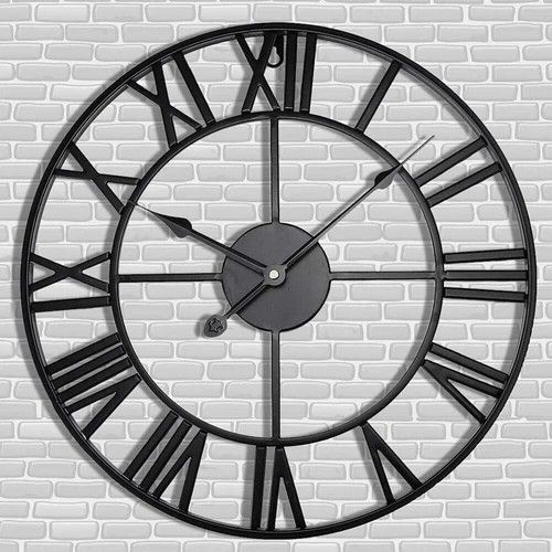 78cm Large Roman Numerals Clock Skeleton Wall Round Garden Big Giant Open Face