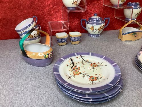 Lot of VTG 1920/30s Japanese Takito Lusterware Cherry/Plum Blossom Tea Pieces — image 4