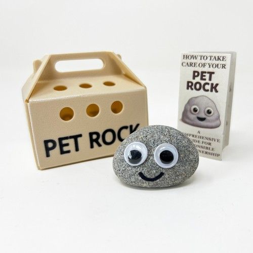 SMALL PET ROCK & CARRY CASE - NOVELTY BIRTHDAY GIFT IDEA FOR UNDER £10