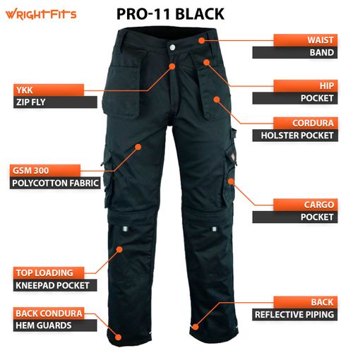 WrightFits Men Combat Cargo Work Trousers Pro 11 Working Pants Cargo Pockets WPR — image 3