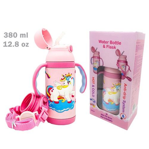 3 in 1 Kids Water Bottle with Straw Flask Insulated Leak Proof BPA Free