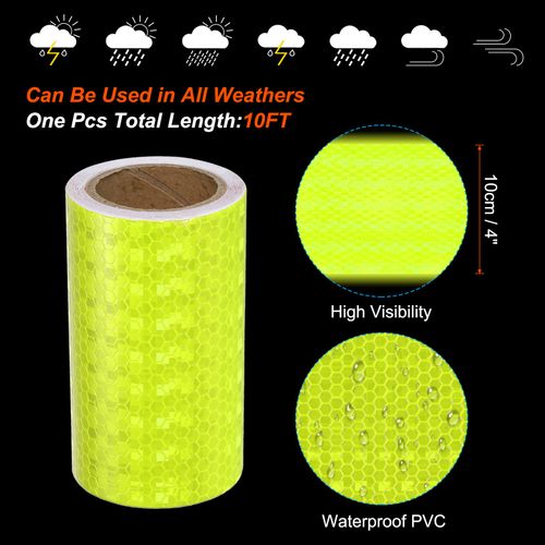 Reflective Tape 4"x10 Ft High Visibility Safety Tape Fluorescent Yellow for Car — image 3