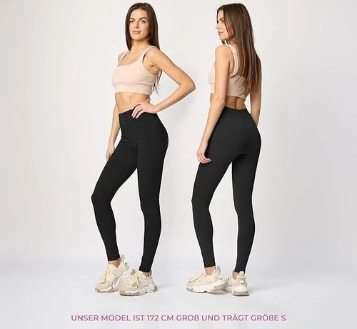 Leggings  Plain Full Length Black UK Size 6 - 30 Womens Ladies Girls Lot — image 2