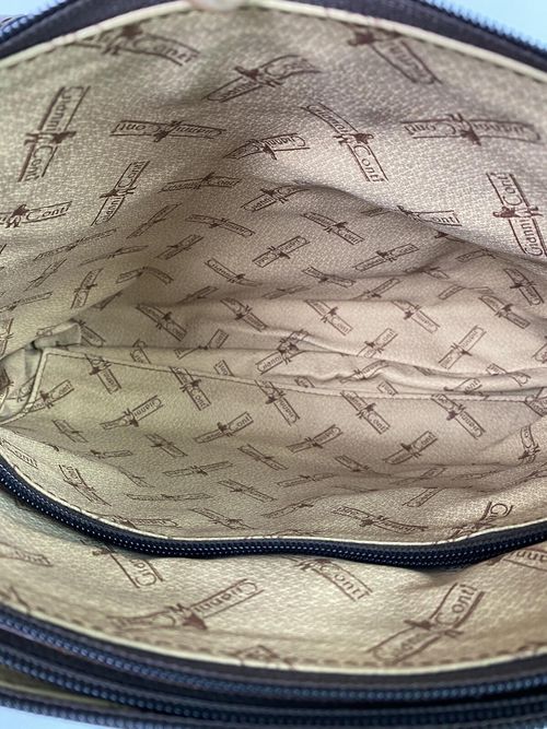 Gianni Conti Brown Leather Shoulder Bag Large Two Zip Top Classic Tote — image 10