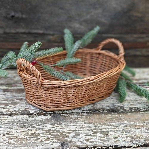 Rustic Wicker Willow Storage Tray Hamper Bread Fruit Gift Basket