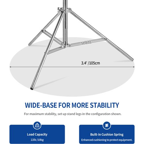 2.8m Light Stand Heavy Duty Adjustable Tripod Spring Damped Stainless Steel — image 6