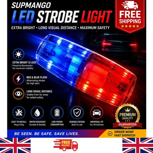 Red/Blue LED Strobe Warning Light Police Shoulder Clip Flashlight Running