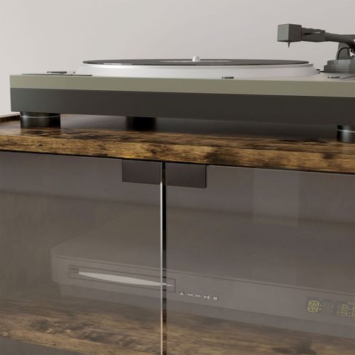 4 Tier Hi Fi Stand Record Player Stand with Adjustable Shelves Rustic Brown — image 9