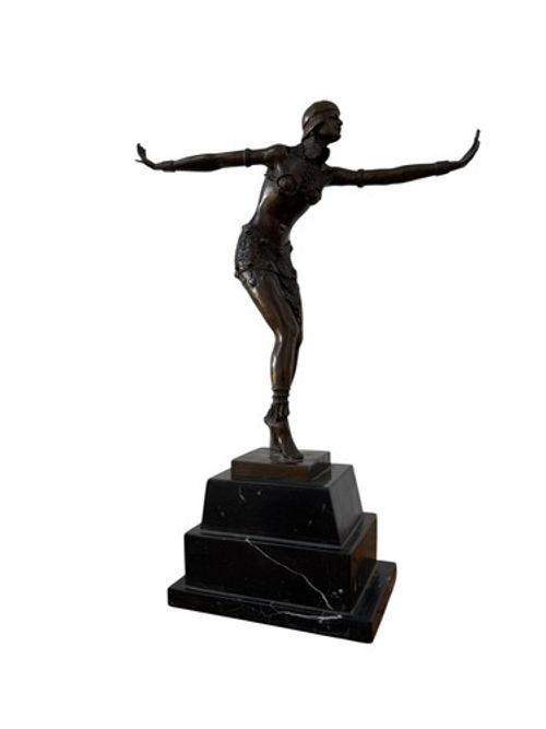Large ART DECO style bronze figure on marble base DANCER