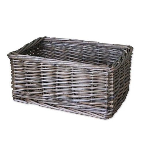 Small Wicker Storage Basket Woven Willow Antique Wash Bathroom Shelving Boxes