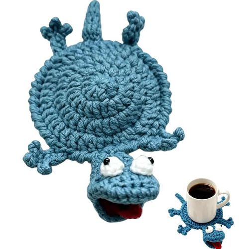 Crochet Lizard Coaster, Fun Little Lizard Coasters, Cute 3D DIY Handmade Funny — image 1