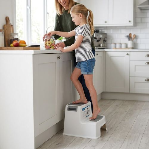 Double Step Stool Non Slip 2 Step Stool Potty Training Bathroom Kitchen 100Kg — image 2