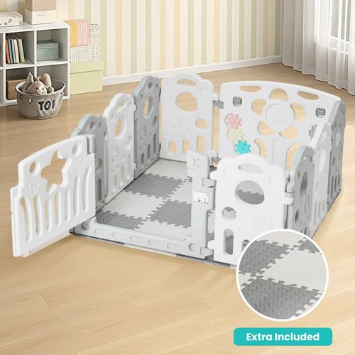 Baby Playpen Large Plastic Play Pen Bear Babies Fence & Foam Play Mat — image 2