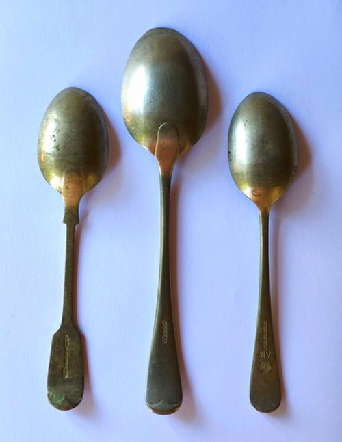 Job Lot 3 Vintage Spoons WW2 1940 RAF Air Ministry AM Bisby, EPNS & Burma Silver