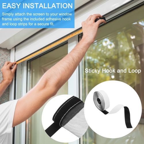 Window Screen Mesh, 24" x 55" Fiberglass Net Mesh Grey Frame Hook and Loop — image 4