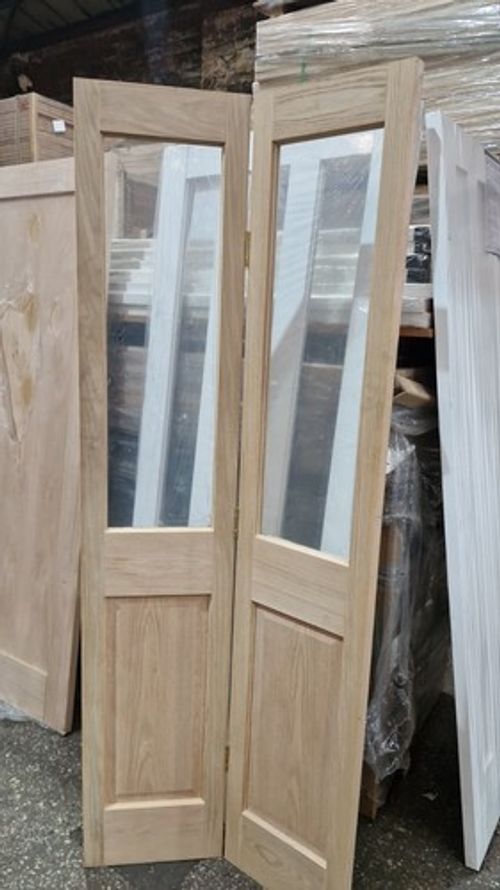 Oak 2 Panel Glazed Bi Fold  Door (30 inch)