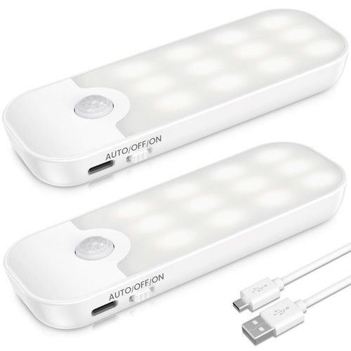 ANOPU Motion Sensor Lights Indoor, 2 Pack USB 6 cm x 12,5 x 2,3 cm, White