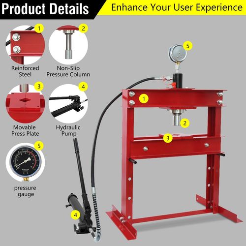 12Ton Hydraulic Shop Press Heavy Duty Garage Hydraulic Press with Press Plate — image 3