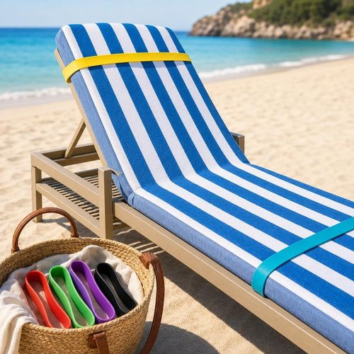 6pcs Elastic Beach Towel Bands for Sun Loungers Sunbed Fixed Bands Straps Holder — image 4