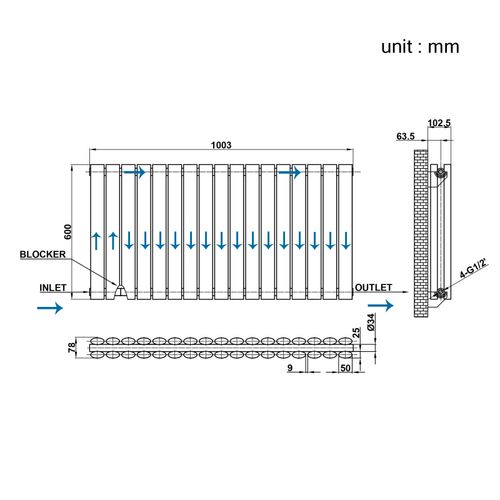 Designer Radiator Horizontal Vertical Oval Column Flat Panel Central Heating Rad — image 5