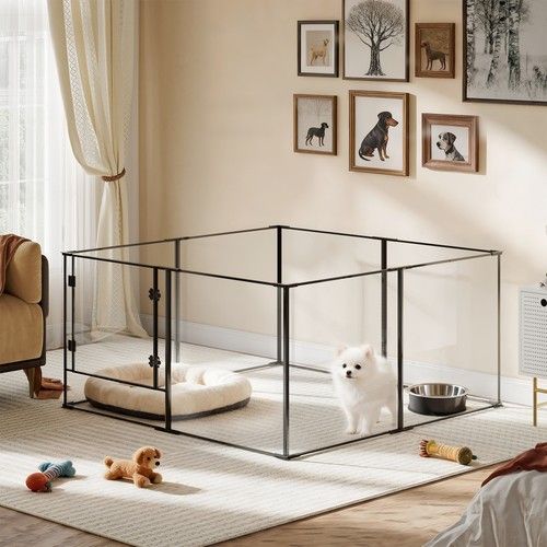 XL Large Clear Acrylic Dog Playpen Puppy Play Pen Pet Dog Whelping Box Enclosure